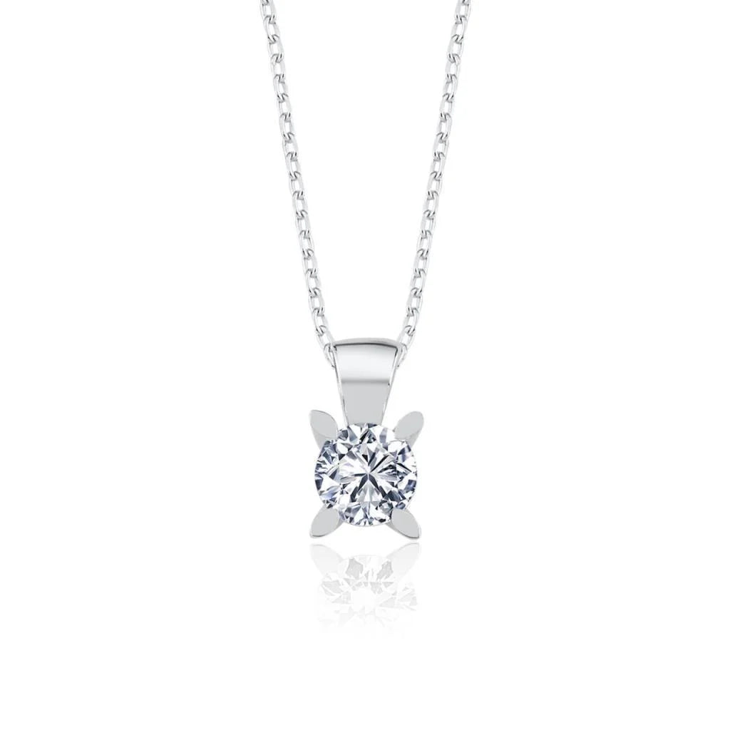 0.75 Carat Zirconia Marquise Solitaire Silver Necklace