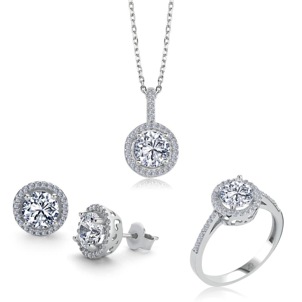1.00 Carat Oval Solitaire Triple Silver Set