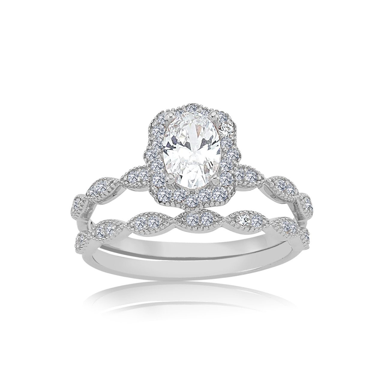 Elegance Twin Oval Solitaire Silver Ring