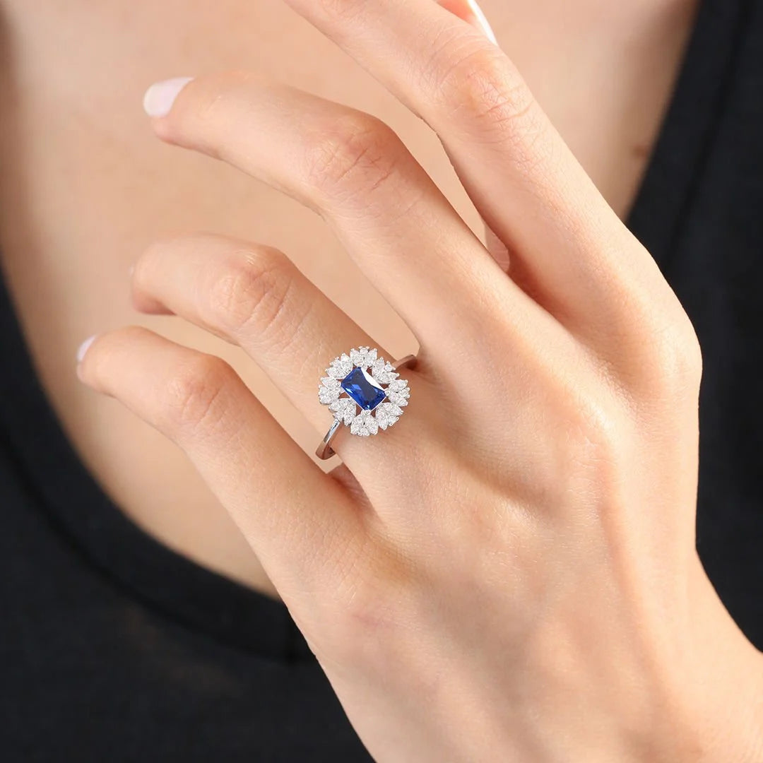 Synthetic Sapphire Enchantment Silver Ring