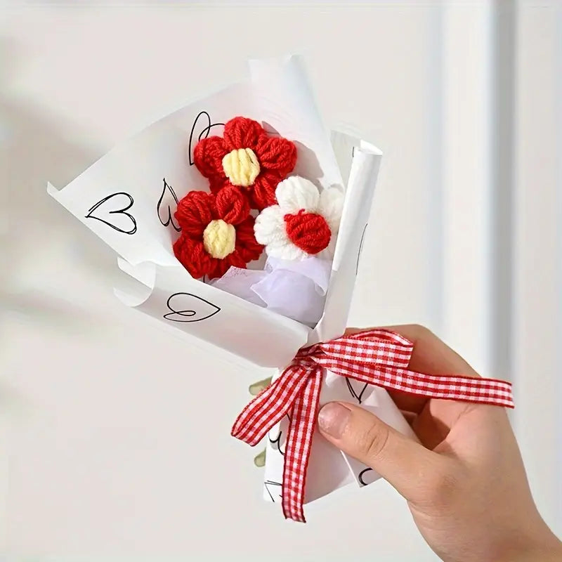 Knitted Love Bouquet. -Red