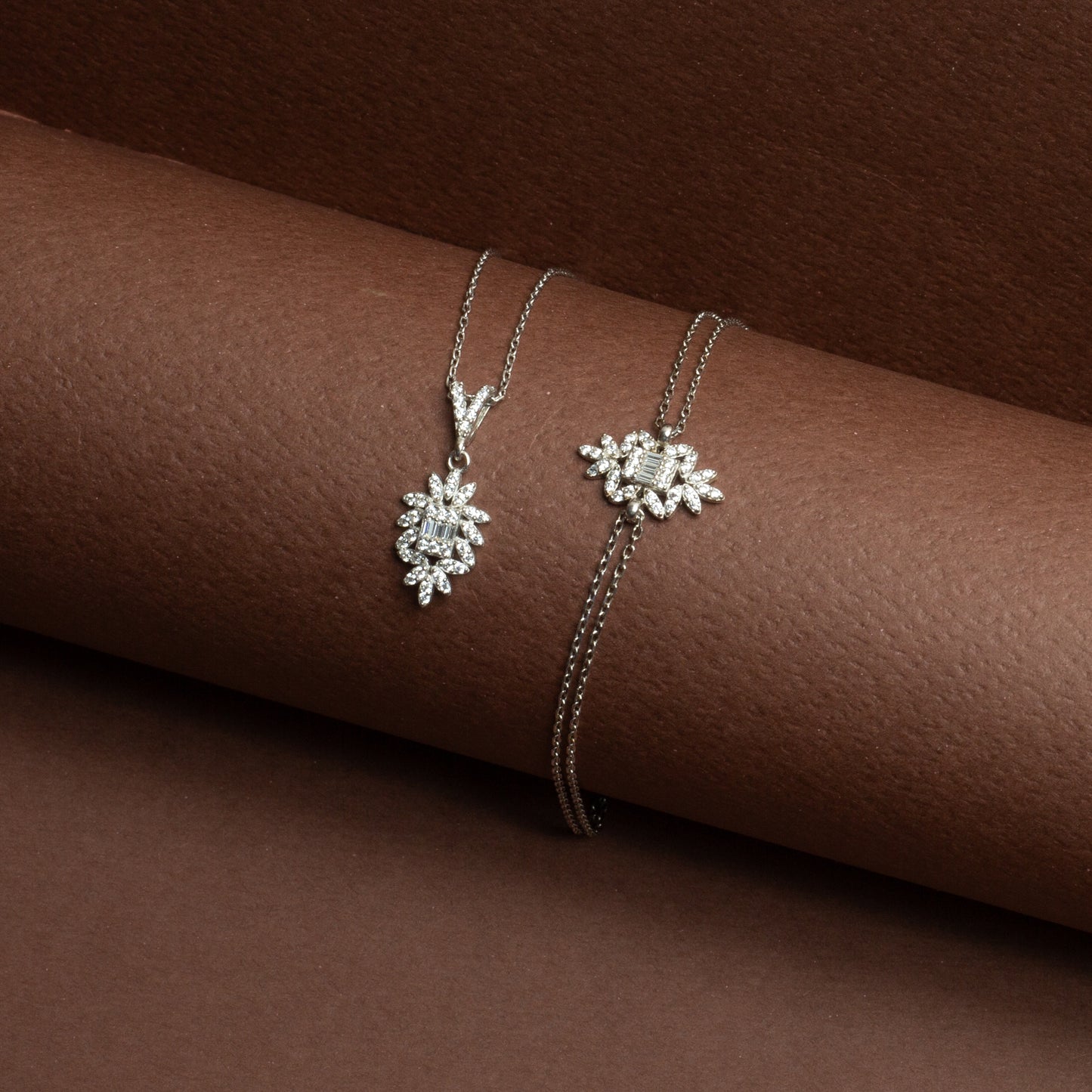 Baguette Tale Seal of Simplicity Necklace and Bracelet