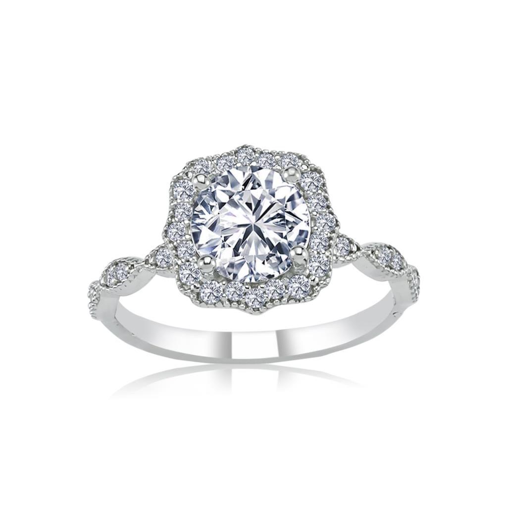 Elegance Sparkling Solitaire Silver Ring