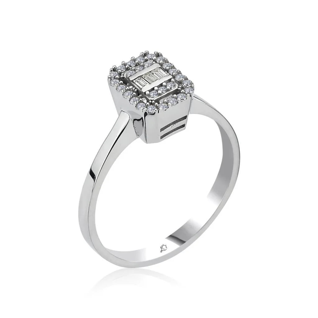 Shine Baguette Solitaire Silver Ring