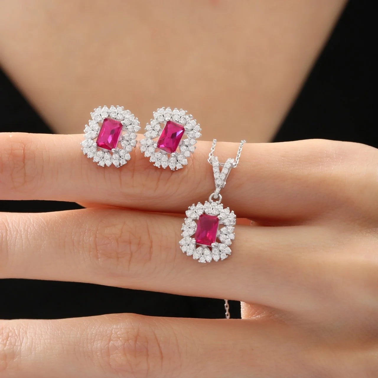 CZ Diamond Mounting Synthetic Ruby Enchantment Seal of Simplicity Silver Mini Set