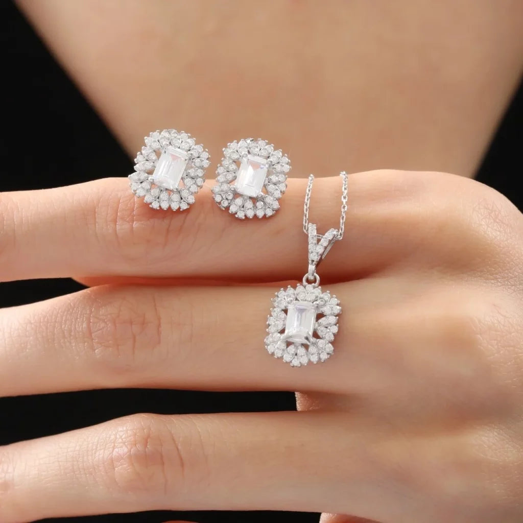 CZ Diamond Mounting Synthetic Crystal Enchantment Seal of Simplicity Silver Mini Set