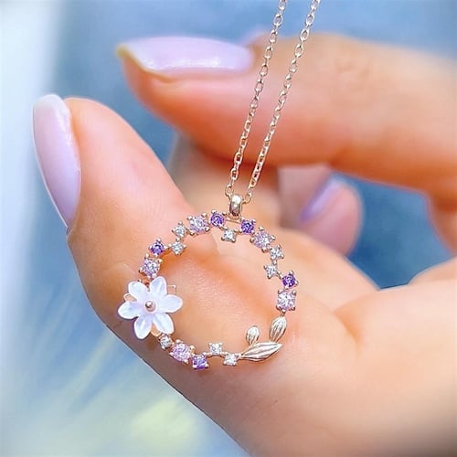Glittering Flower Magnolia Gold Silver Necklace