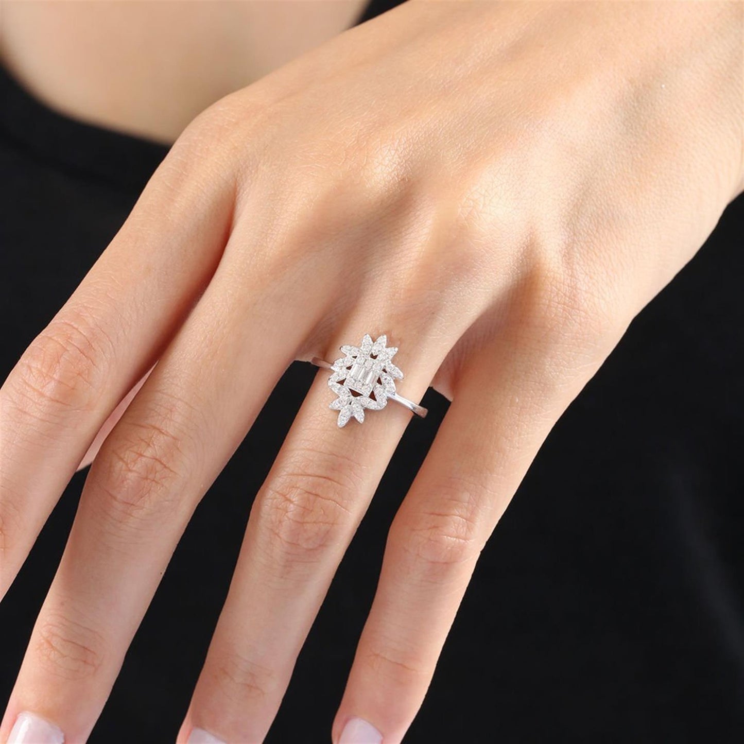 Queen of Elegance Baguette Silver Ring