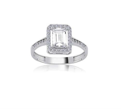 Baguette Rectangular Silver Ring