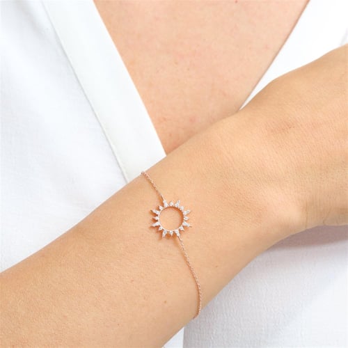 Sparkling Sun Rose Color Silver Bracelet