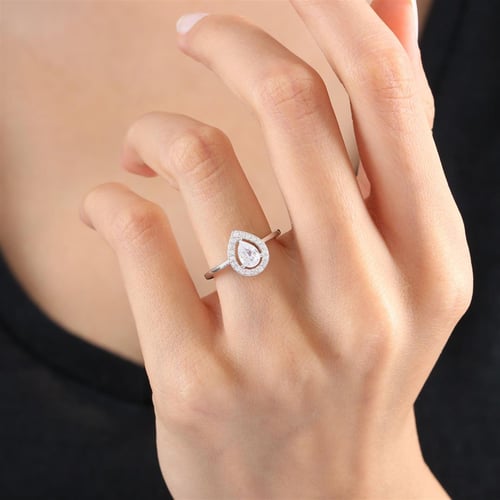Elegant Drop Sterling Silver Ring