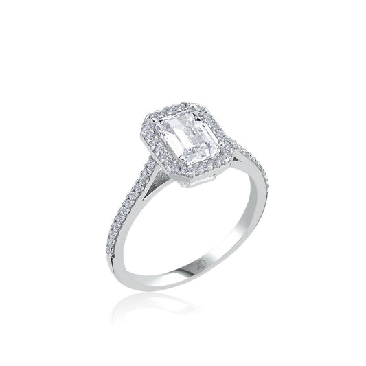 1.00 Carat Emerald Solitaire Silver Ring