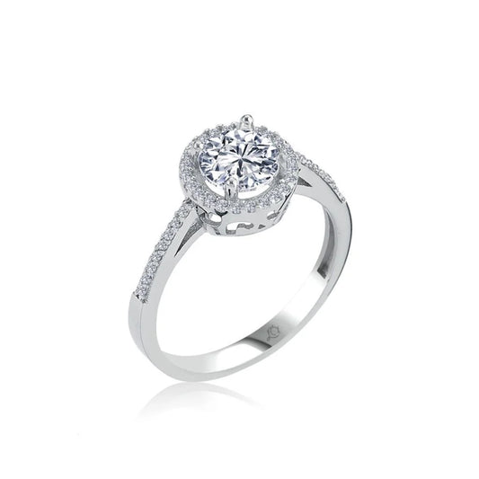 1.00 Carat Round Solitaire Silver Ring