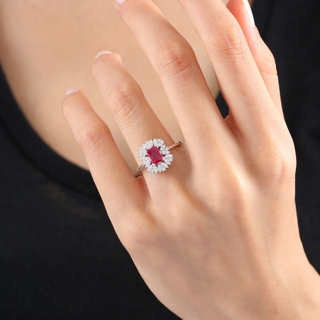 Synthetic Ruby Enchantment Silver Ring