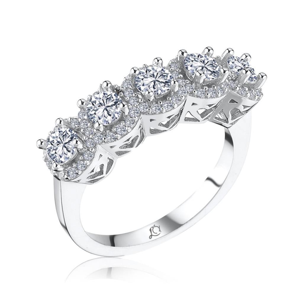 Magical Sparkle Five Stone Silver Ring