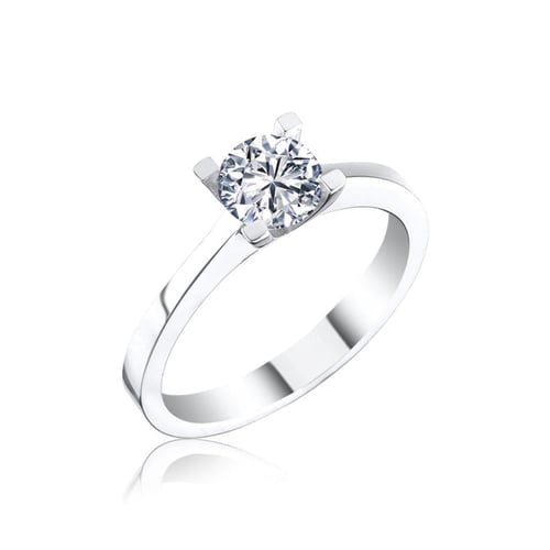 Mini King Crown Solitaire Silver Ring