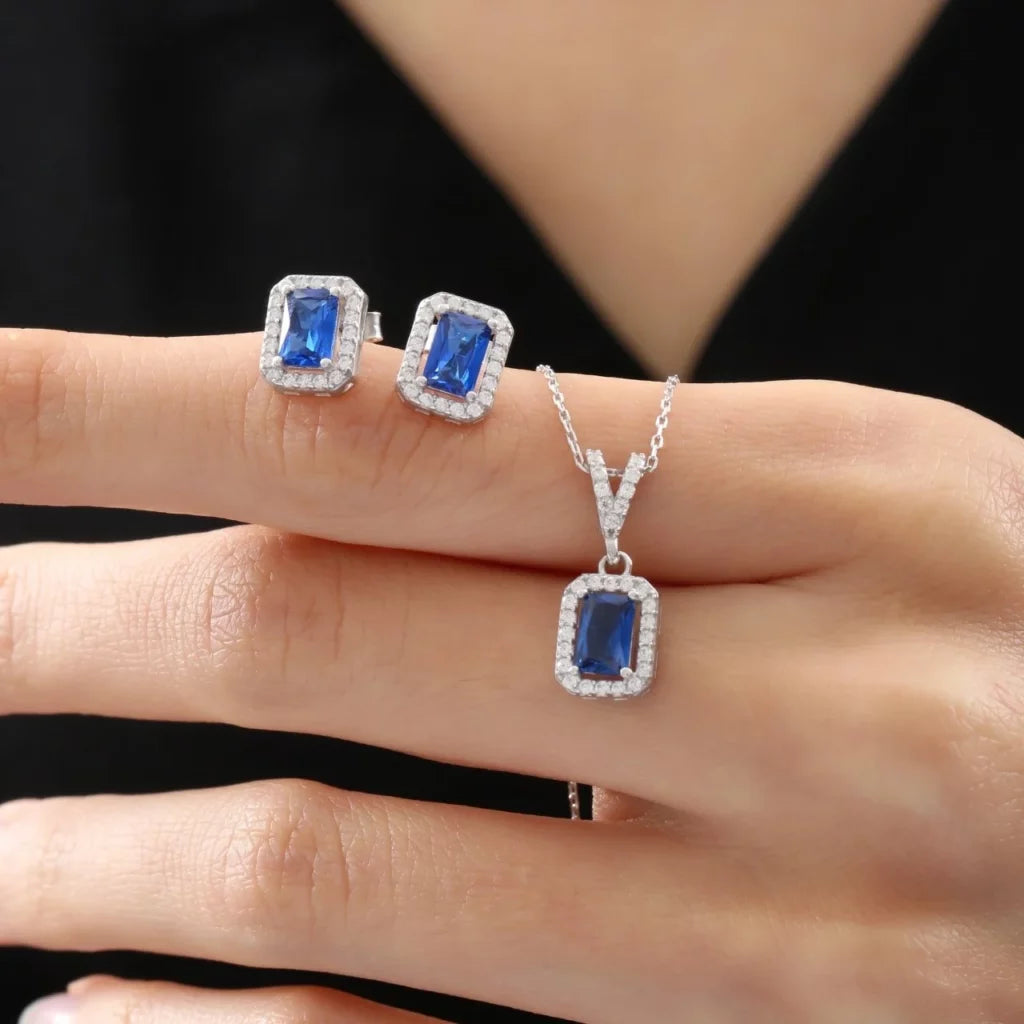 CZ Diamond Mounting Simple Beauty Synthetic Sapphire Simplicity Seal Silver Mini Set