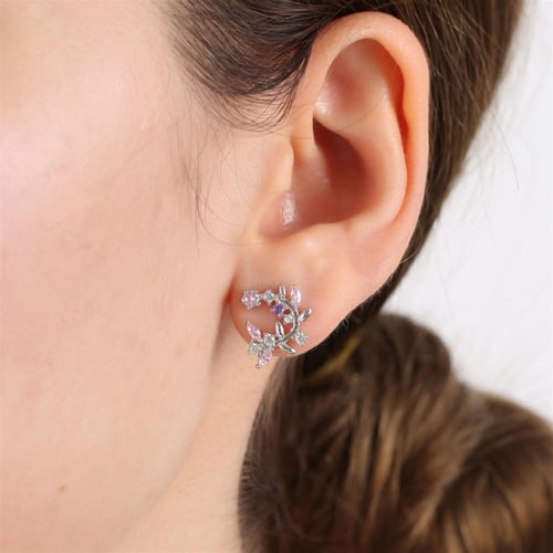 Fairytale Garden Flowers Silver Earrings