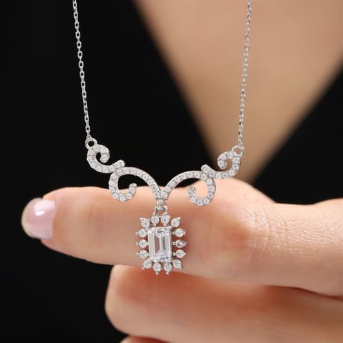 Sparkling Elegance Sun Seal of Nobility Silver Necklace
