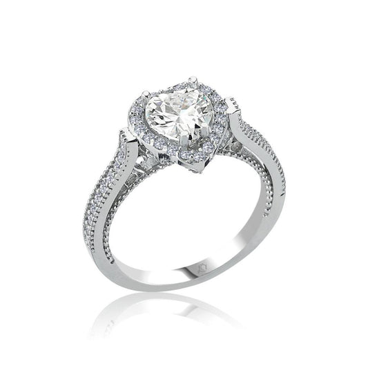 Heart Solitaire Silver Ring