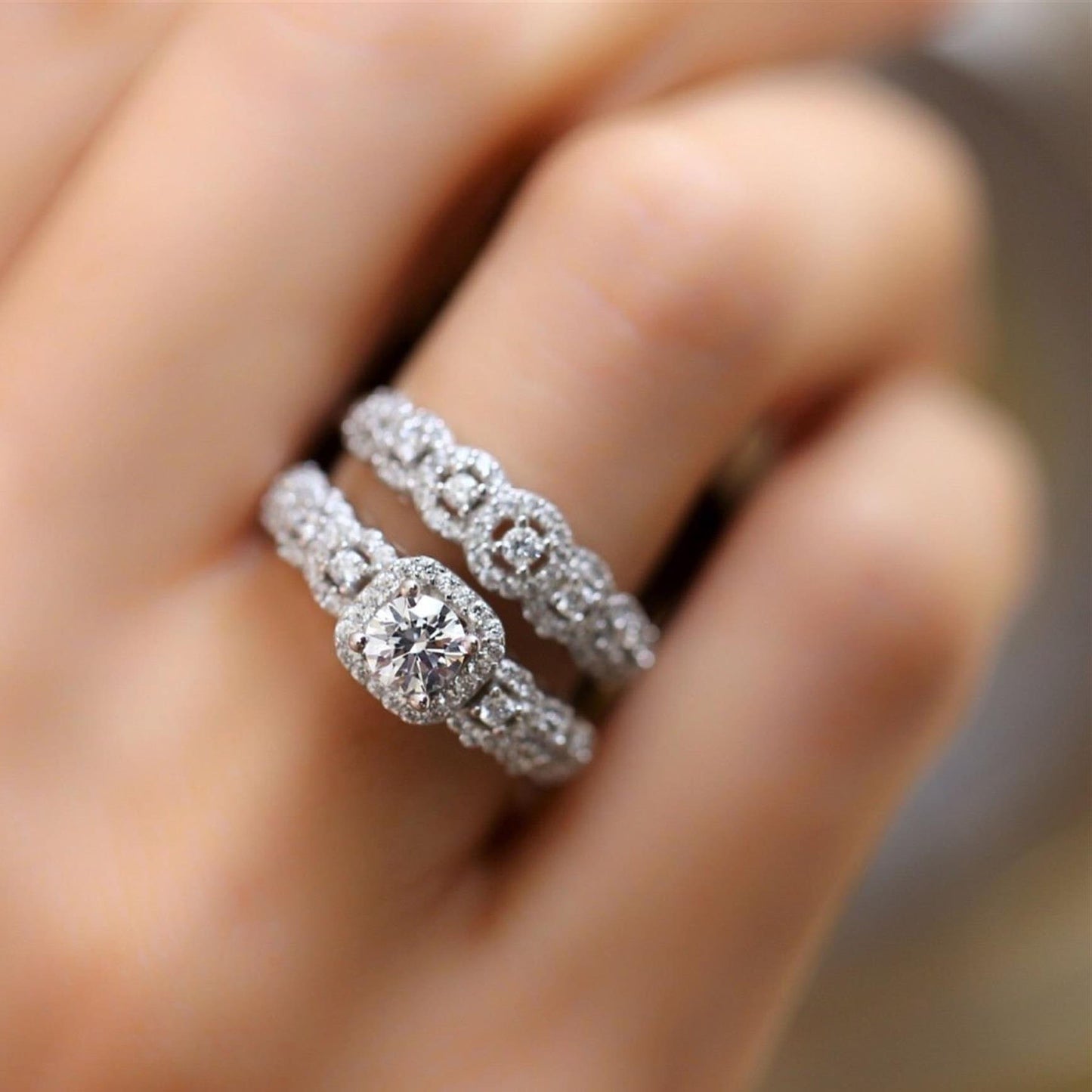 Gloria Twin Solitaire Silver Ring