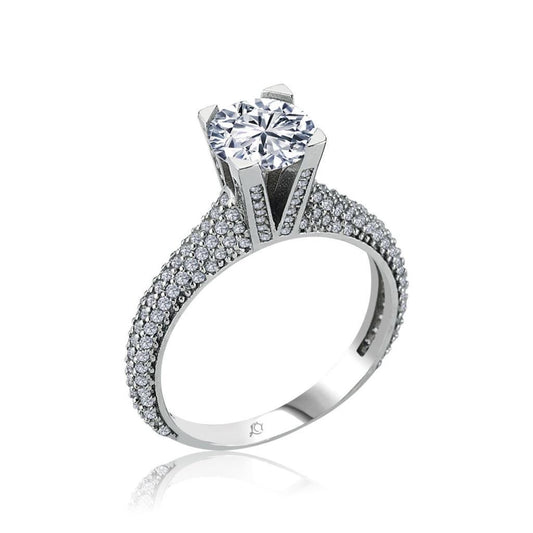 Tower Solitaire Silver Ring